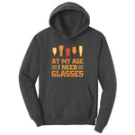 At My Age I Need Glasses Ladies Hoodie - Dark Heather Grey