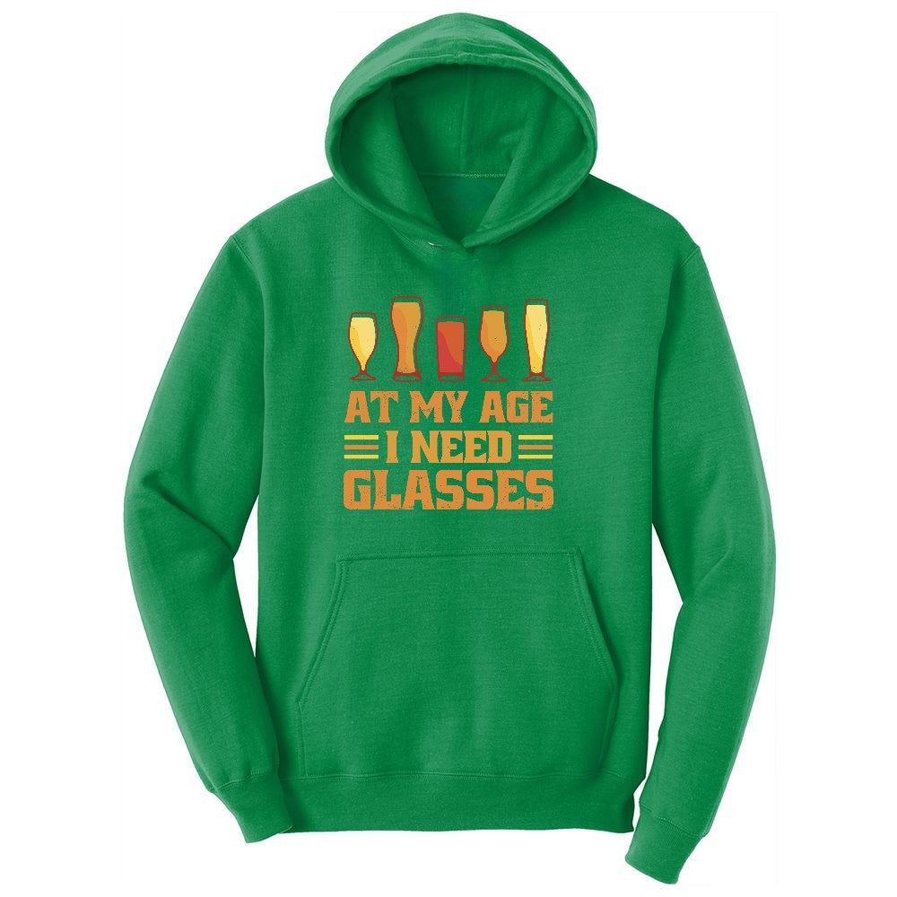 At My Age I Need Glasses Ladies Hoodie - Kelly Green