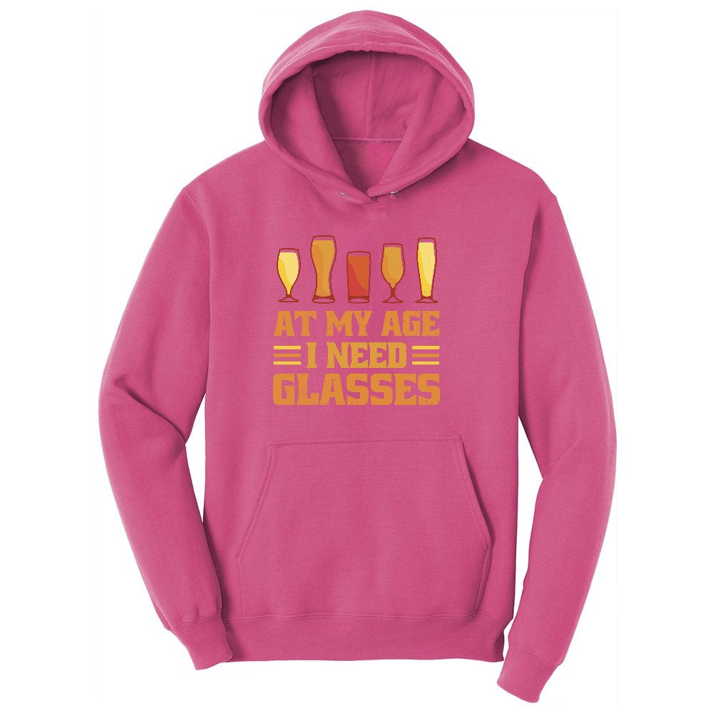 At My Age I Need Glasses Ladies Hoodie - Sangria