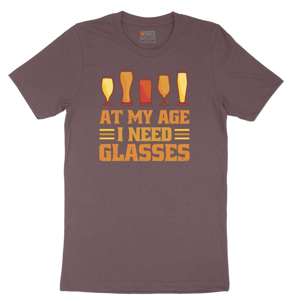 At My Age I Need Glasses Ladies Short Sleeve Tee - Sangria Blackout