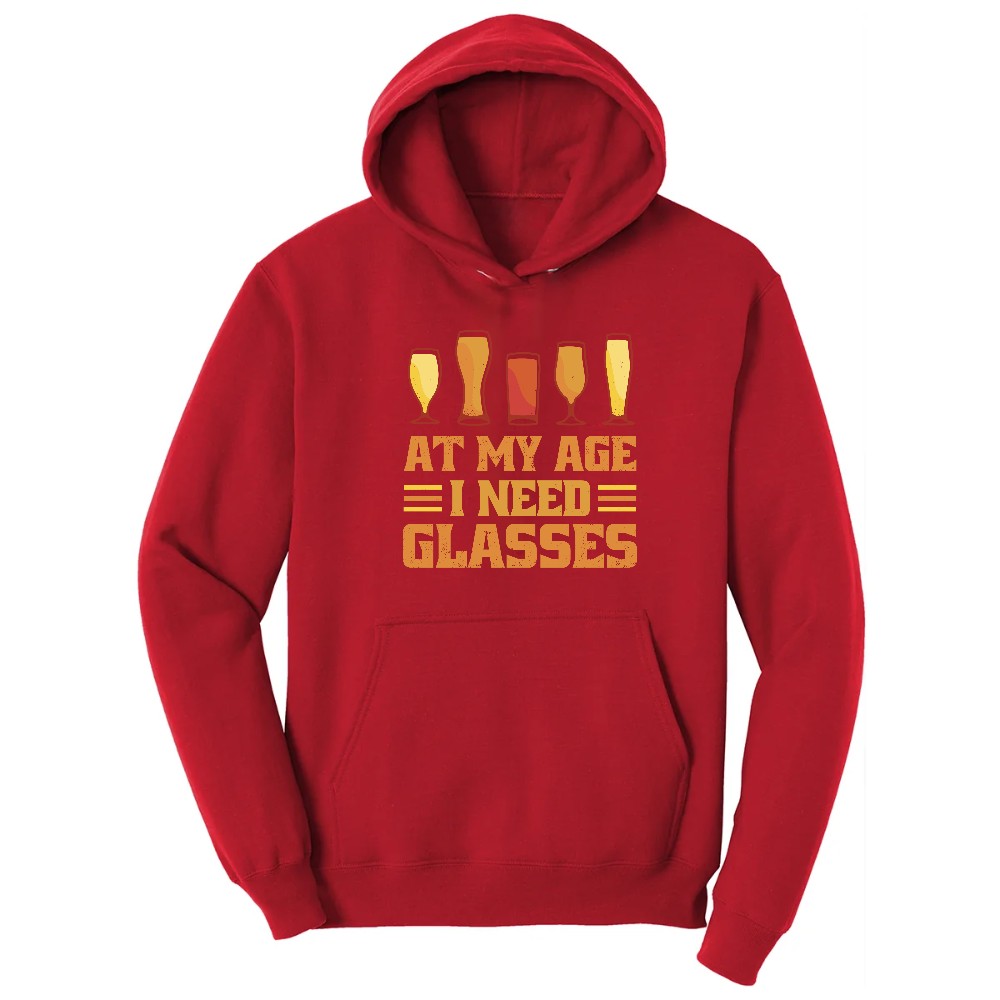 At My Age I Need Glasses Hoodie - Red