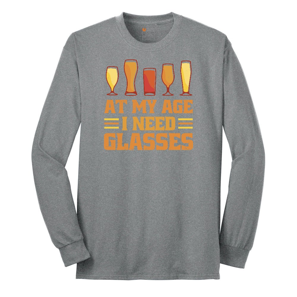 At My Age I Need Glasses Long Sleeve Tee - Athletic Grey