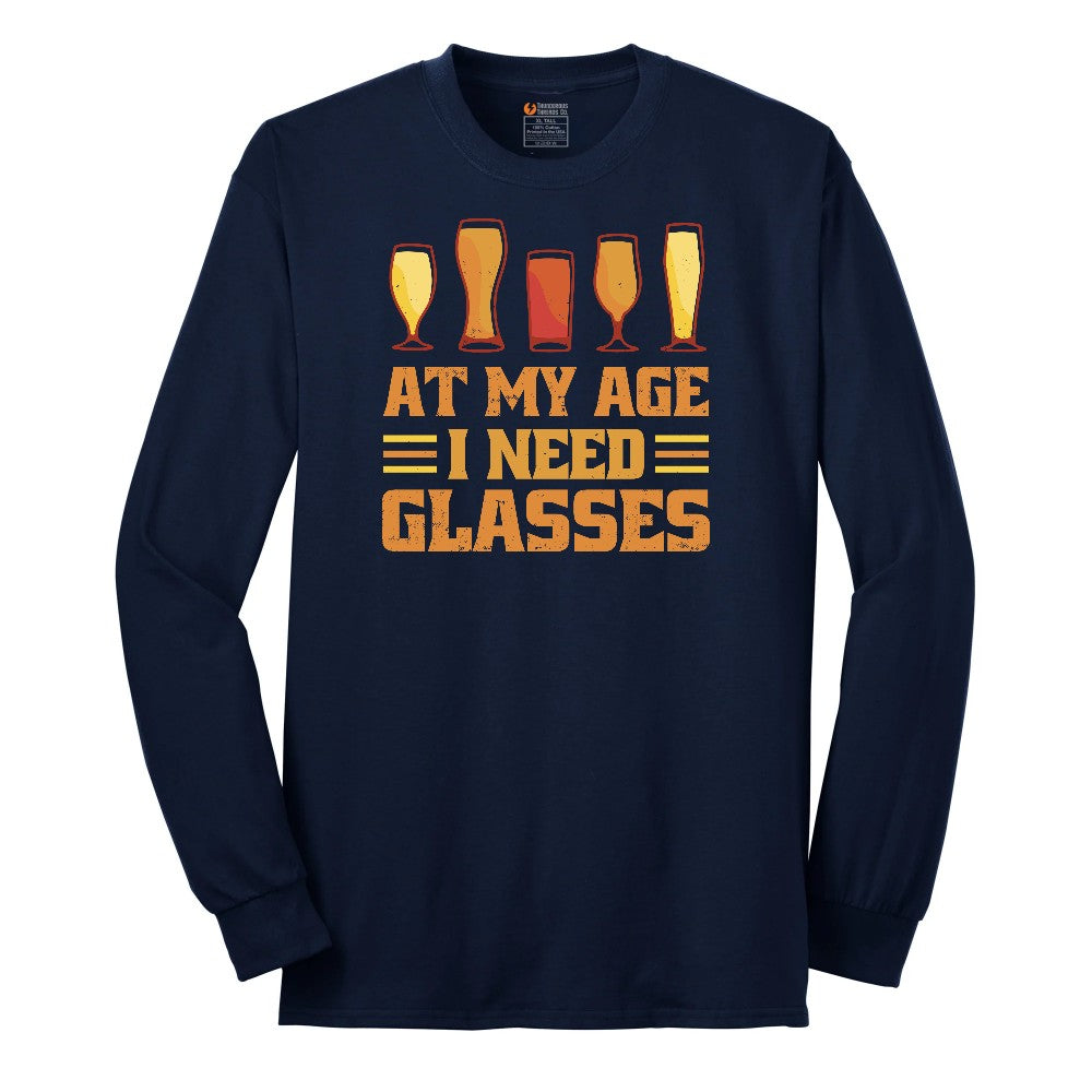 At My Age I Need Glasses Long Sleeve Tee - Navy