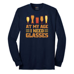 At My Age I Need Glasses Long Sleeve Tee - Navy