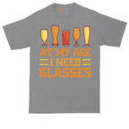 At My Age I Need Glasses tall t-shirt for men in Athletic Heather