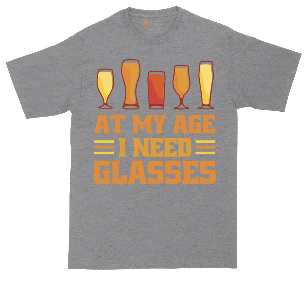 At My Age I Need Glasses tall t-shirt for men in Athletic Heather