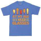 At My Age I Need Glasses tall t-shirt for men in Heather Royal
