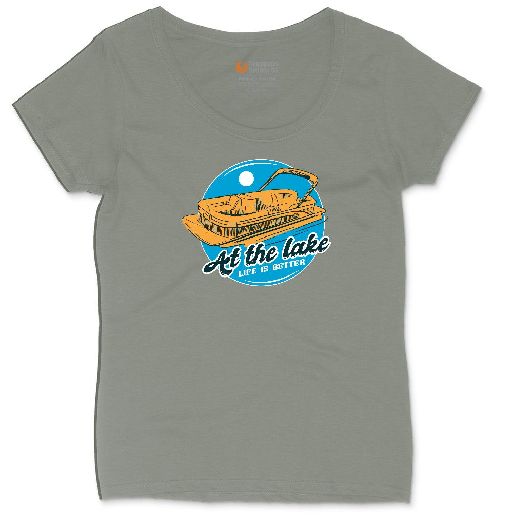 At the Lake Life is Better Ladies Curvy Tee - Bamboo Blackout