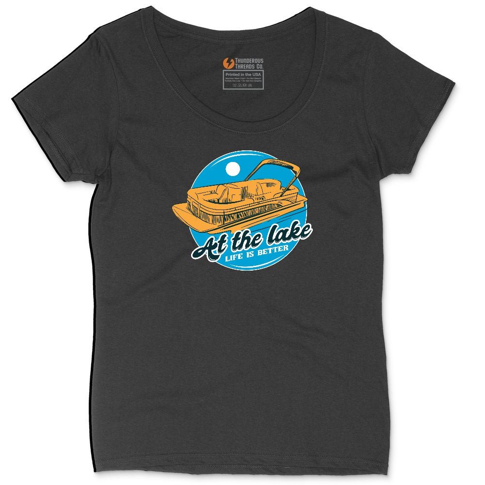At the Lake Life is Better Ladies Curvy Tee - Black