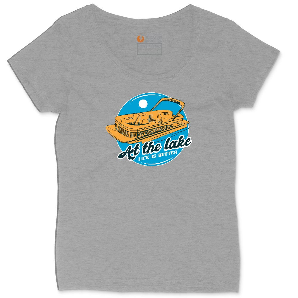 At the Lake Life is Better Ladies Curvy Tee - Granite Heather