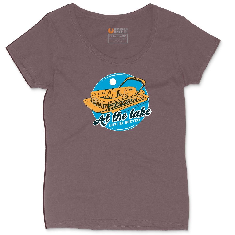 At the Lake Life is Better Ladies Curvy Tee - Sangria Blackout