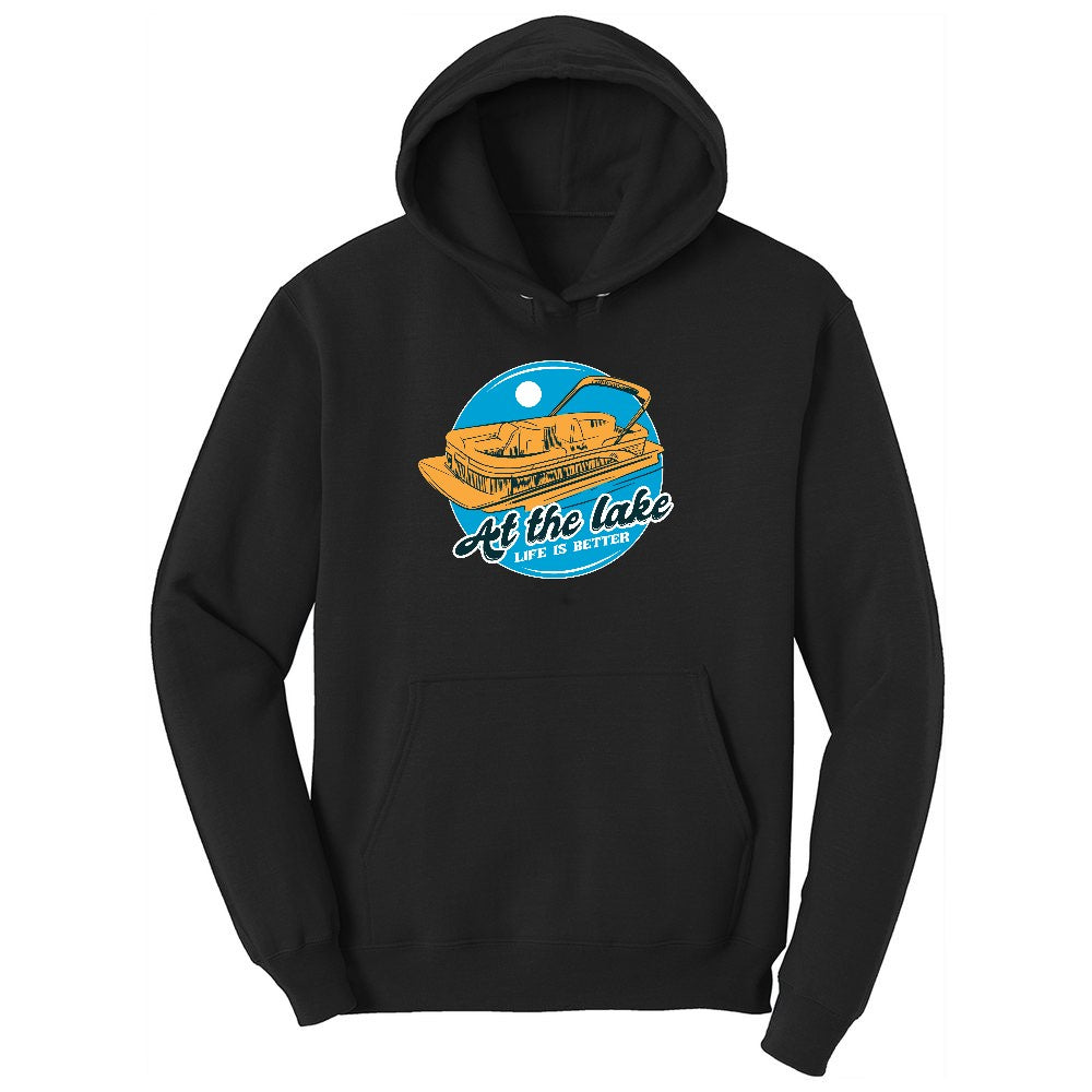 At the Lake Life is Better Ladies Hoodie - Jet Black