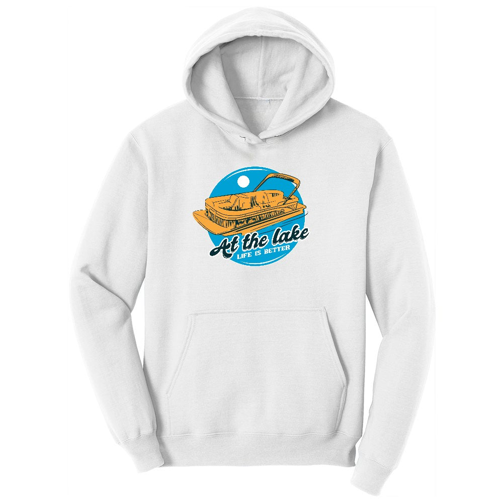 At the Lake Life is Better Ladies Hoodie - White