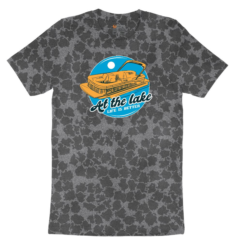At the Lake Life is Better Ladies Short Sleeve Tee - Black Leopard