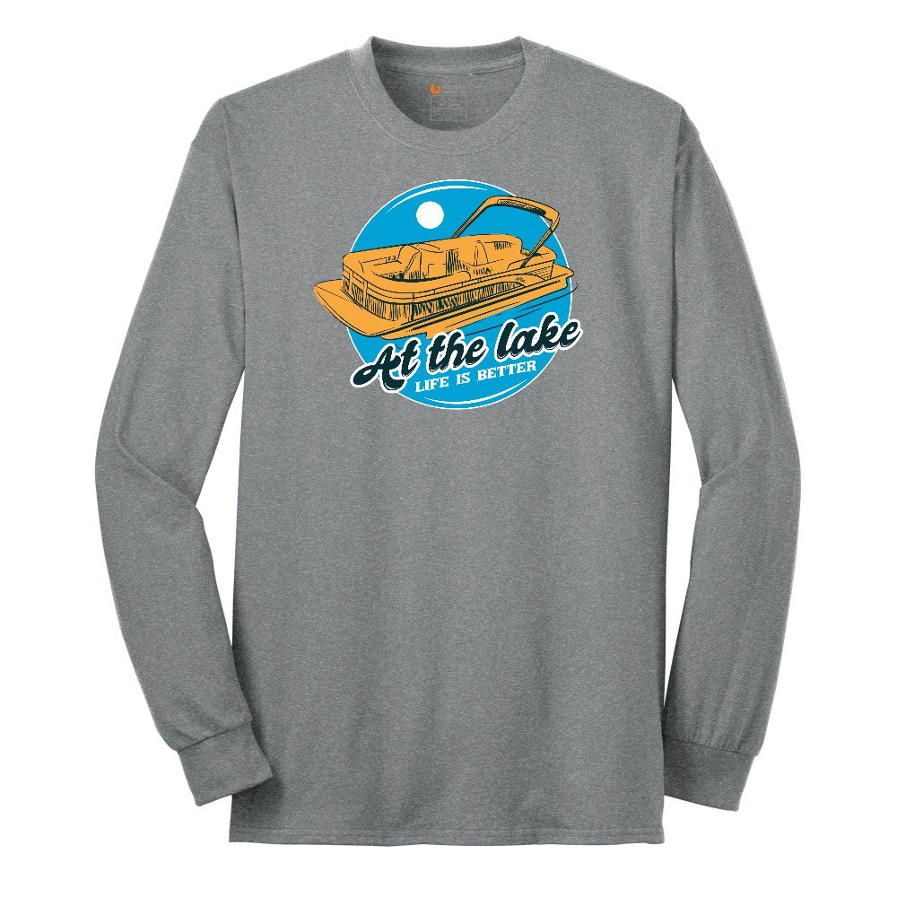At the Lake Life is Better Long Sleeve Tee - Athletic Grey