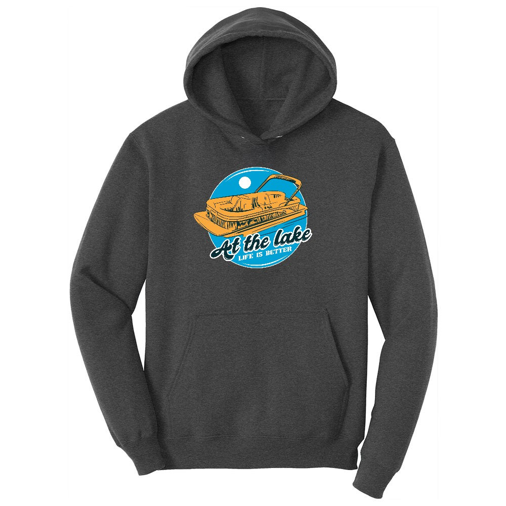 At the Lake Life is Better Youth Hoodie - Dark Heather Grey