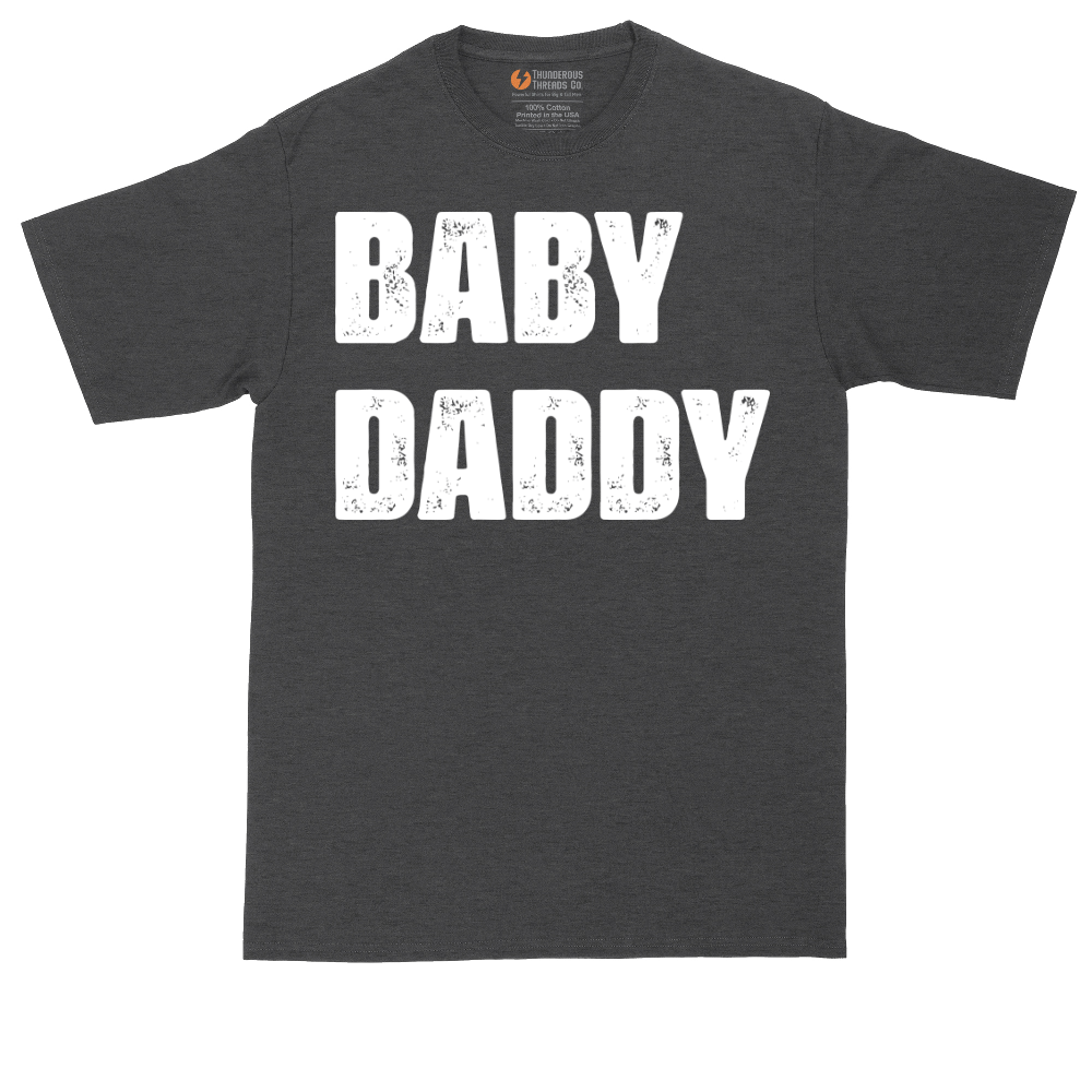 Baby Daddy tall t-shirt for men in Dark Heather Grey