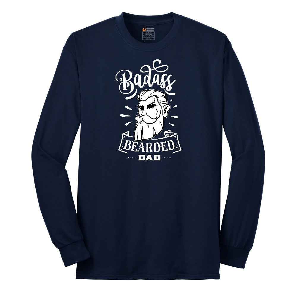 Bad Ass Bearded Dad Long Sleeve Tee - Navy