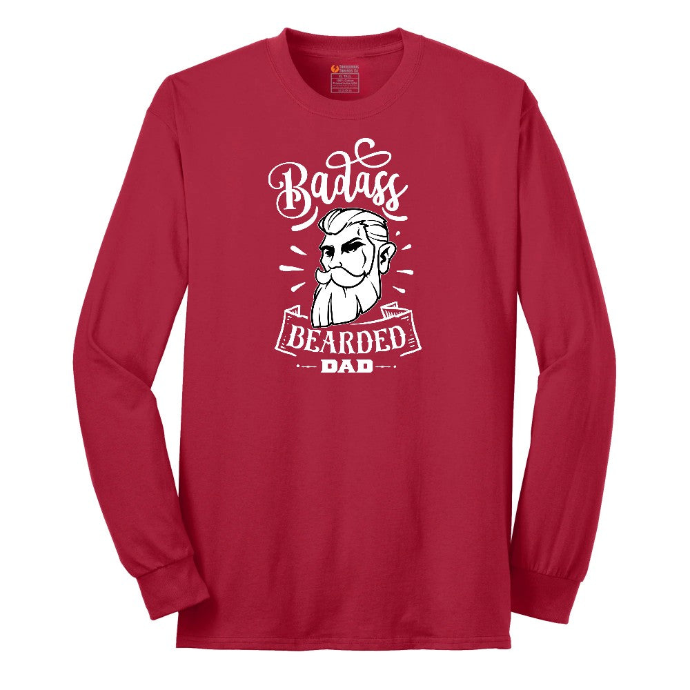 Bad Ass Bearded Dad Long Sleeve Tee - Red