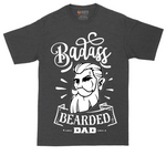 Bad Ass Bearded Dad tall t-shirt for men in Dark Heather Grey