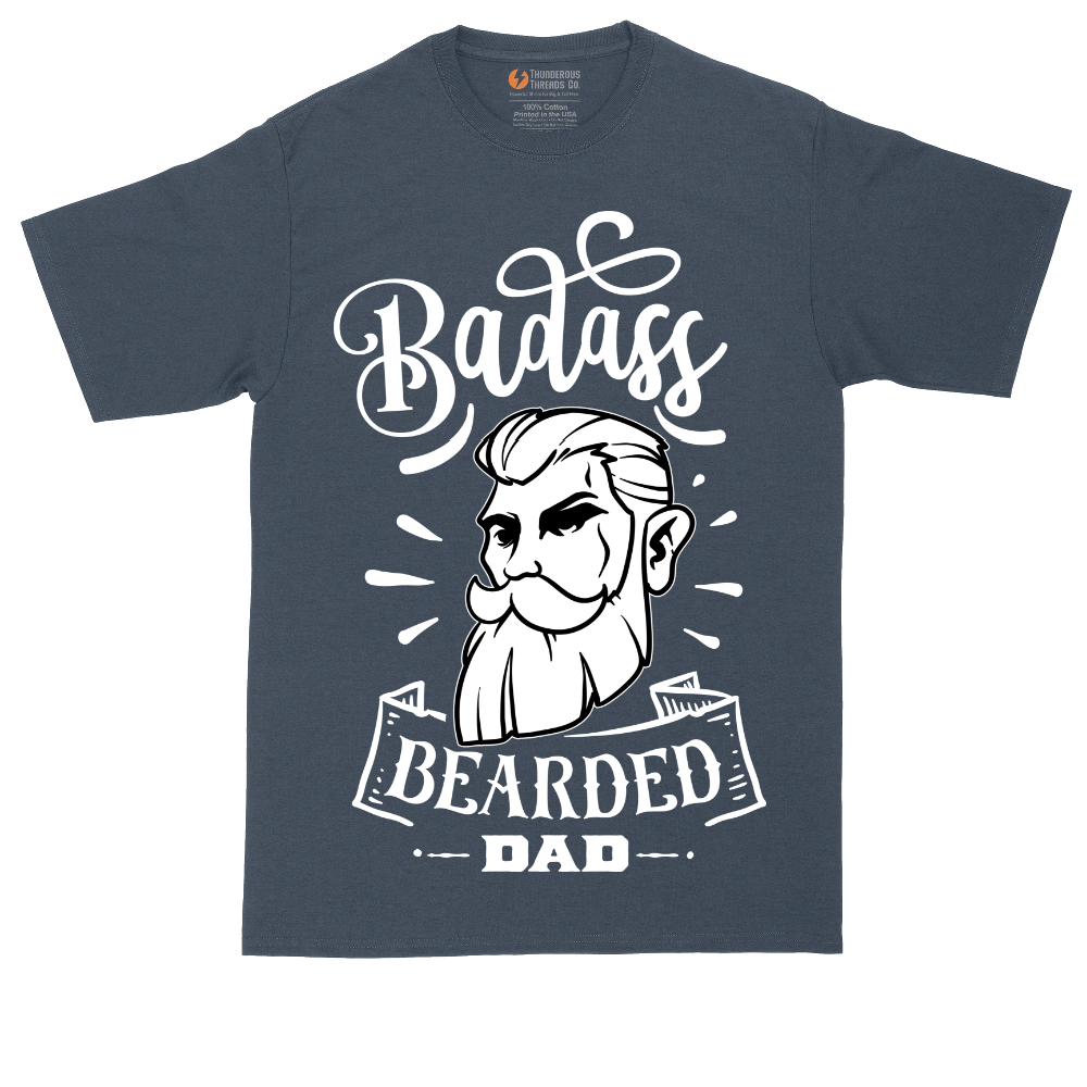 Bad Ass Bearded Dad tall t-shirt for men in Heather Navy