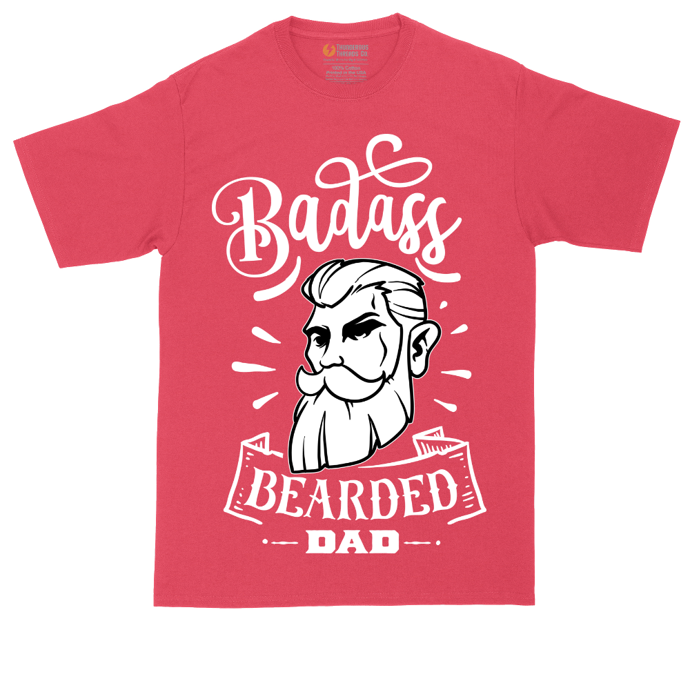 Bad Ass Bearded Dad tall t-shirt for men in Heather Red