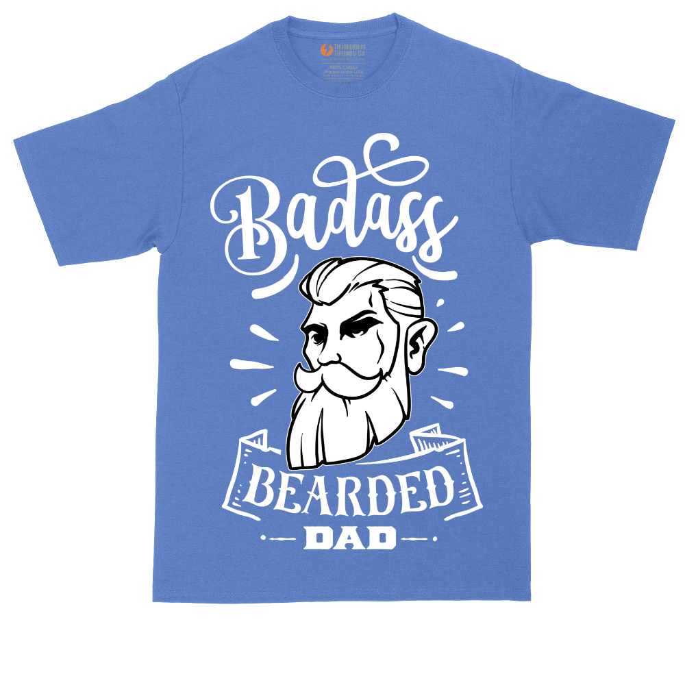 Bad Ass Bearded Dad tall t-shirt for men in Heather Royal