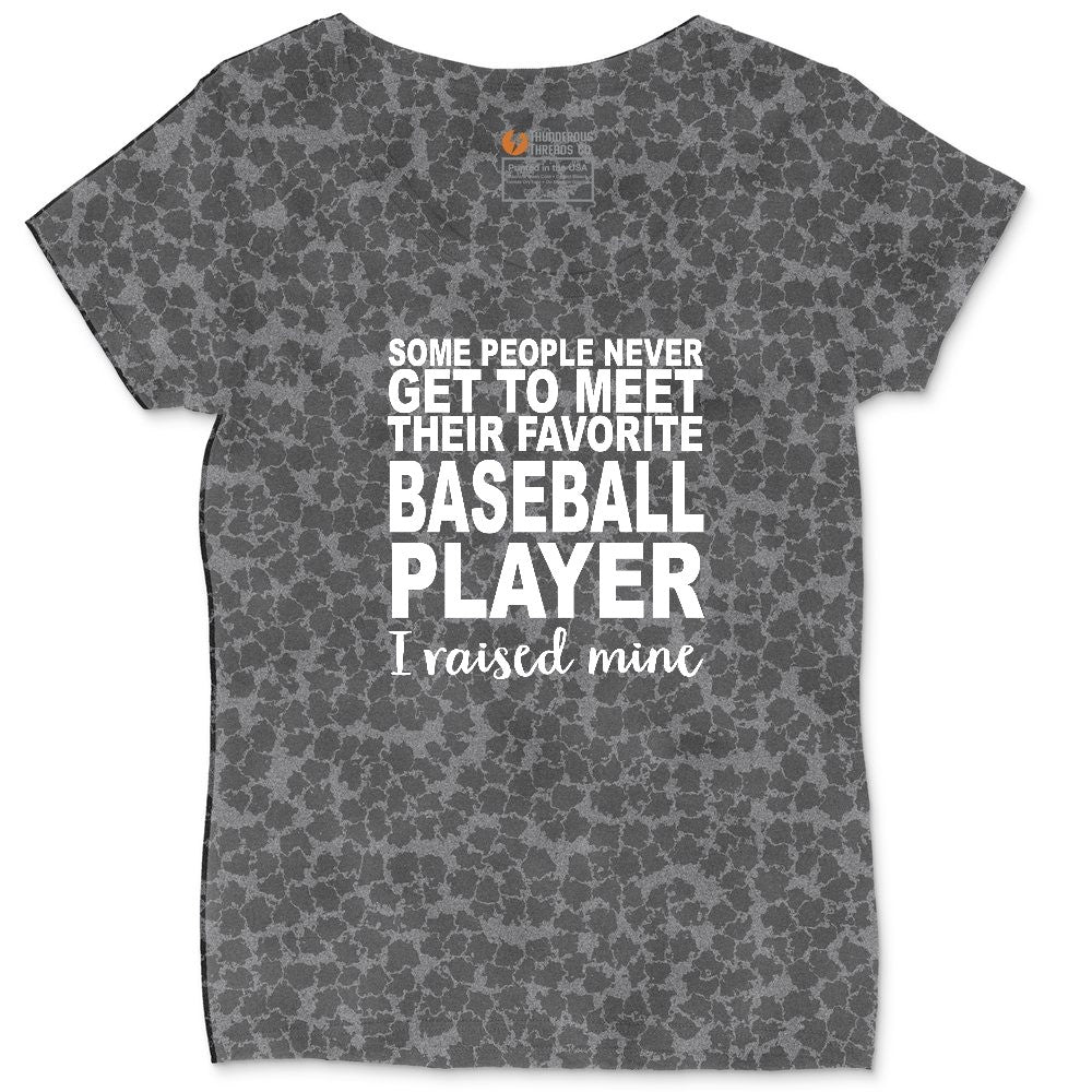 Baseball Player I Raised Mine Ladies Curvy Tee - Black Leopard