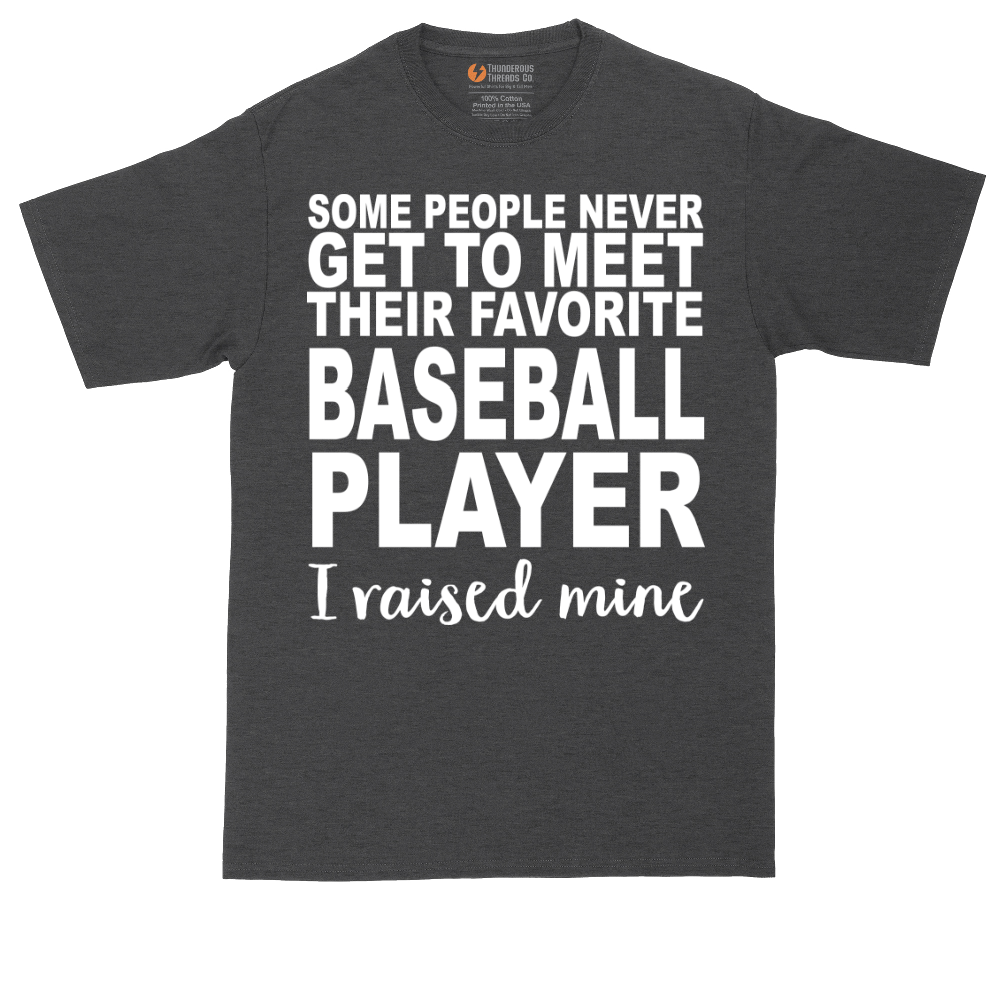 Baseball Player I Raised Mine tall t-shirt for men in Dark Heather Grey