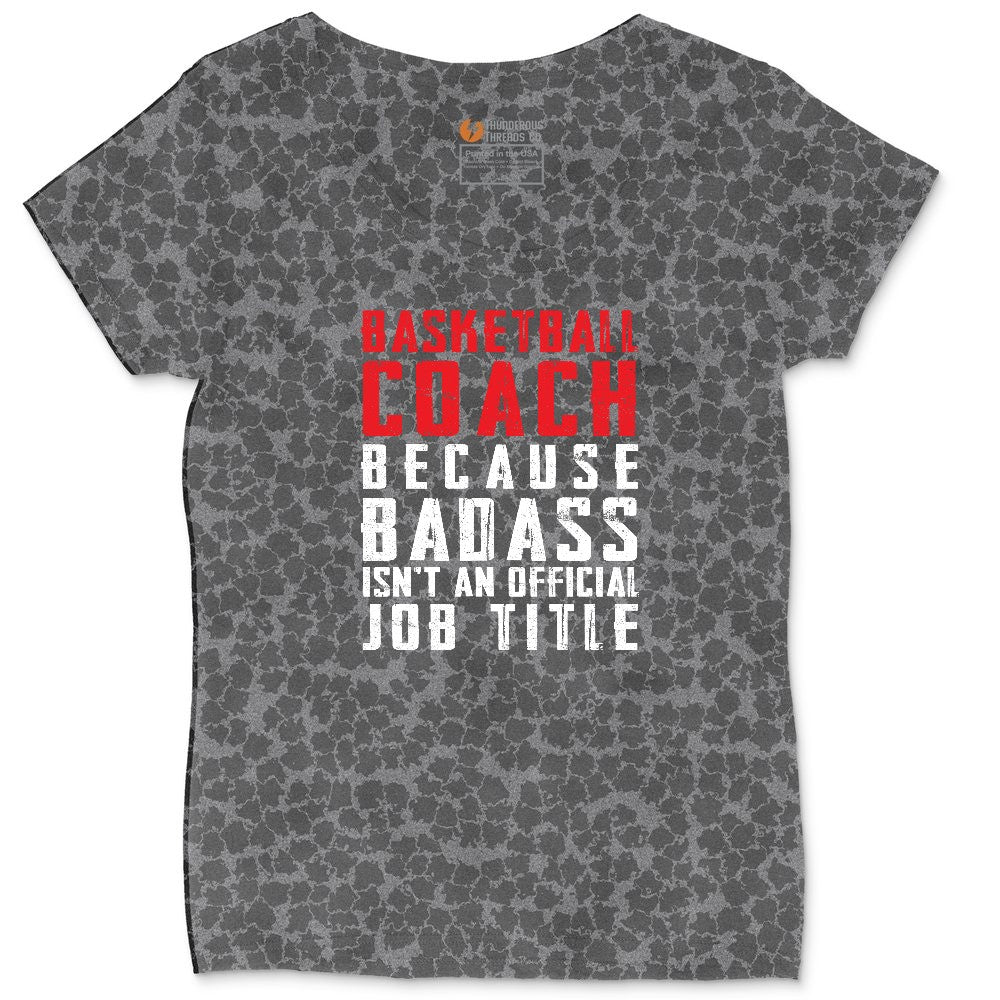 Basketball Coach Ladies Curvy Tee - Black Leopard