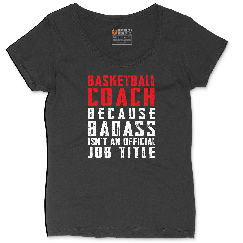 Basketball Coach Ladies Curvy Tee - Black
