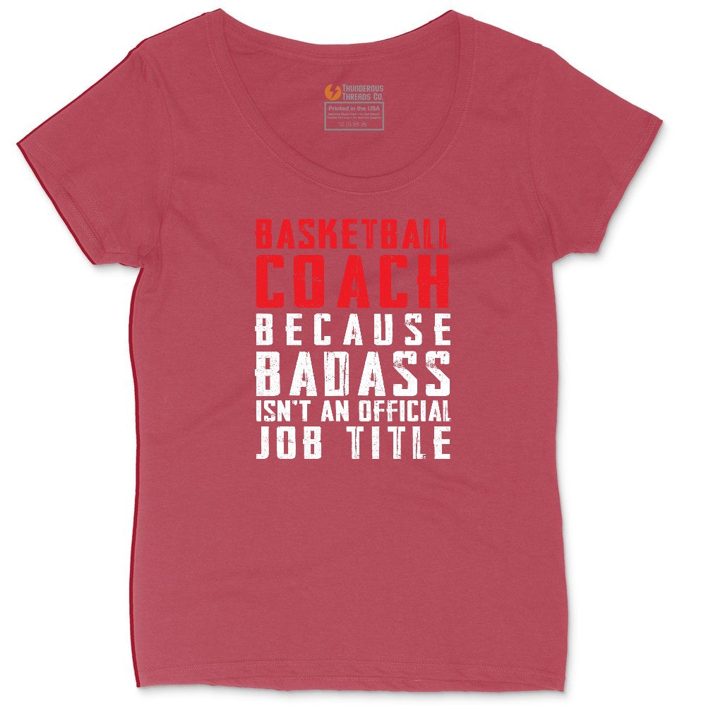 Basketball Coach Ladies Curvy Tee - Vintage Red