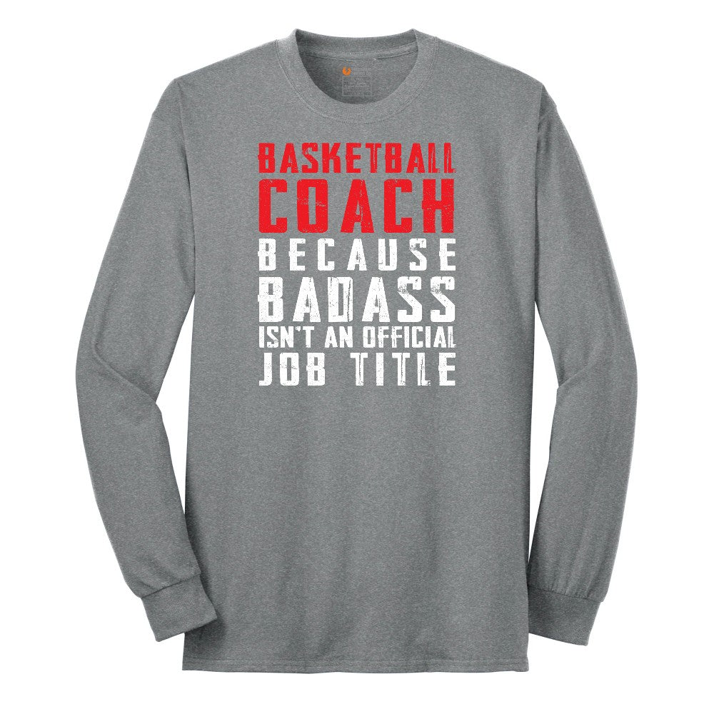 Basketball Coach Long Sleeve Tee - Athletic Grey