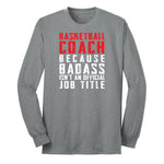 Basketball Coach Long Sleeve Tee - Athletic Grey