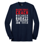 Basketball Coach Long Sleeve Tee - Navy