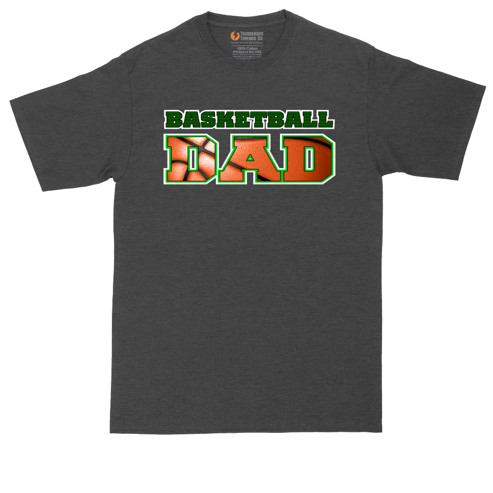 Basketball Dad tall t-shirt for men in Dark Heather Grey