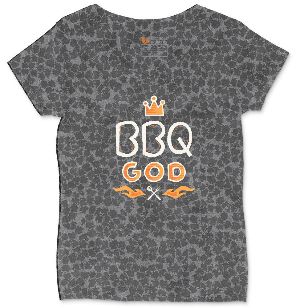 BBQ God Ladies Curvy Tee - Black Leopard