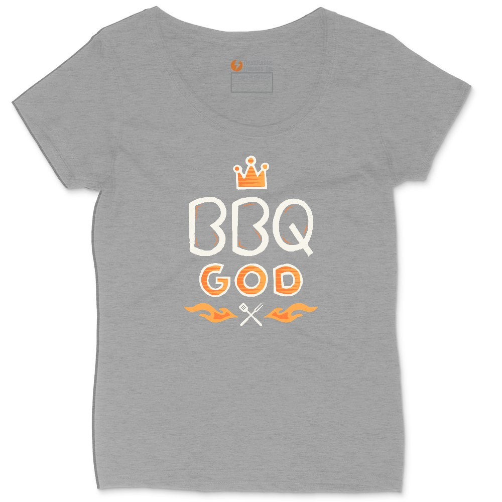 BBQ God Ladies Curvy Tee - Granite Heather