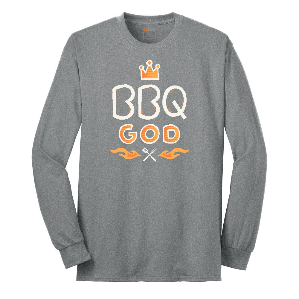 BBQ God Long Sleeve Tee - Athletic Grey