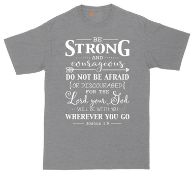 Be Strong and Courageous tall t-shirt for men in Jet Black