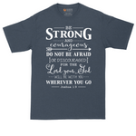 Be Strong and Courageous tall t-shirt for men in Heather Navy