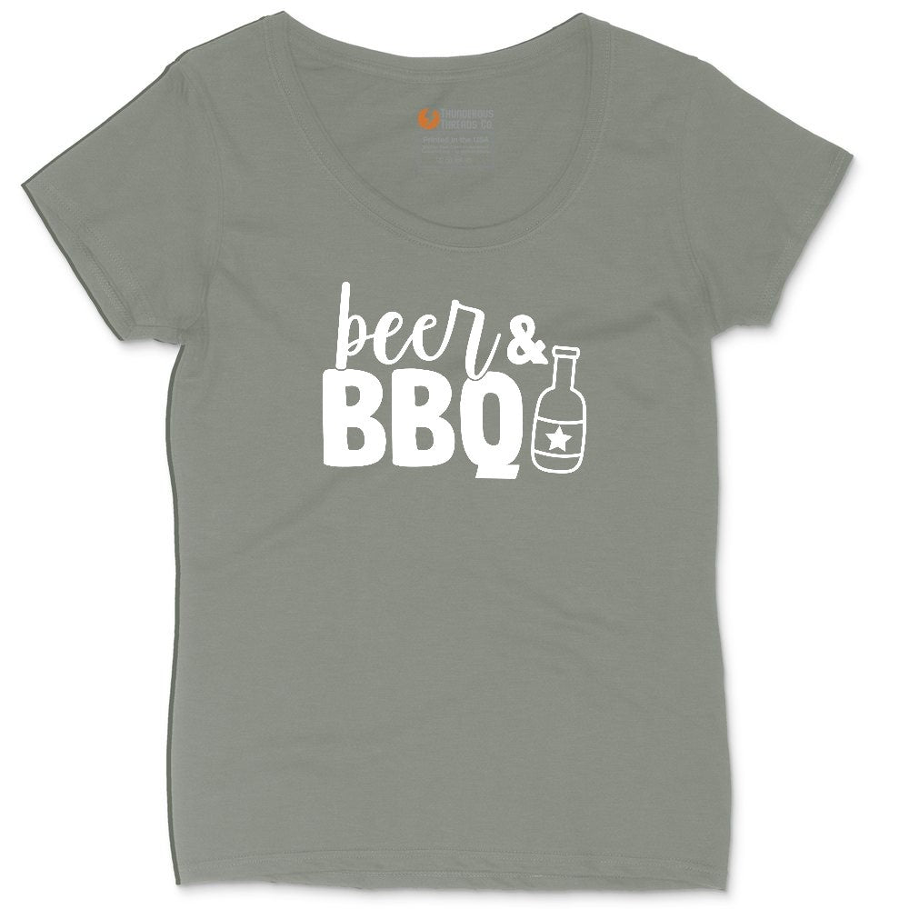 Beer and BBQ Ladies Curvy Tee - Bamboo Blackout