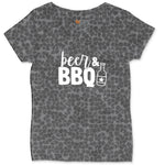 Beer and BBQ Ladies Curvy Tee - Black Leopard