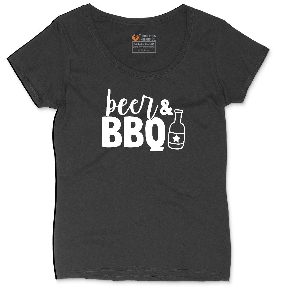 Beer and BBQ Ladies Curvy Tee - Black