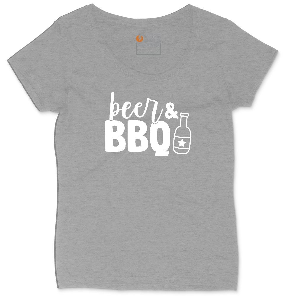 Beer and BBQ Ladies Curvy Tee - Granite Heather