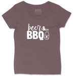 Beer and BBQ Ladies Curvy Tee - Sangria Blackout