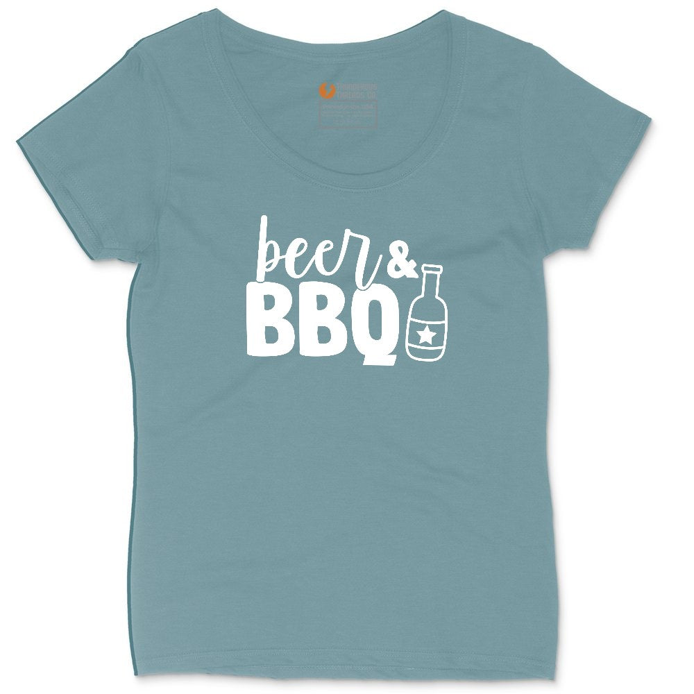 Beer and BBQ Ladies Curvy Tee - Surf Blackout