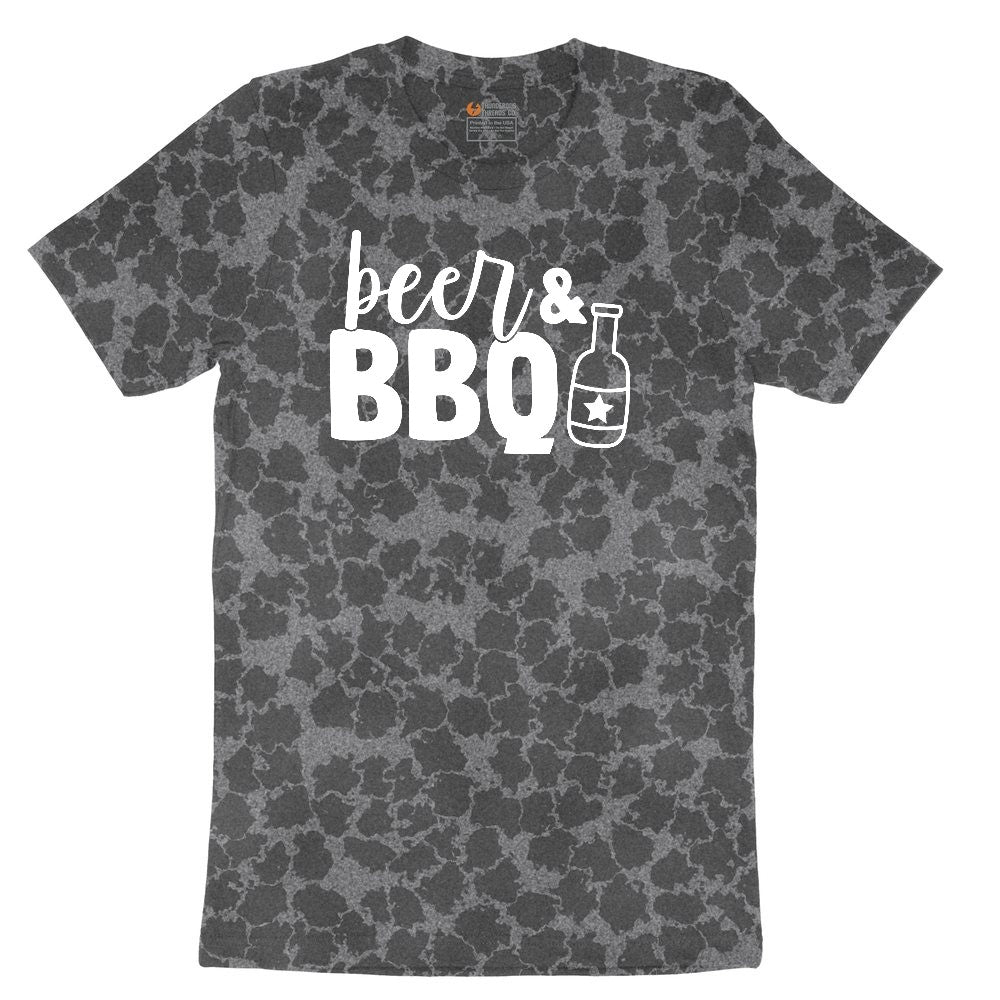 Beer and BBQ Ladies Short Sleeve Tee - Black Leopard