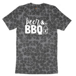 Beer and BBQ Ladies Short Sleeve Tee - Black Leopard