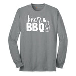 Beer and BBQ Long Sleeve Tee - Athletic Grey